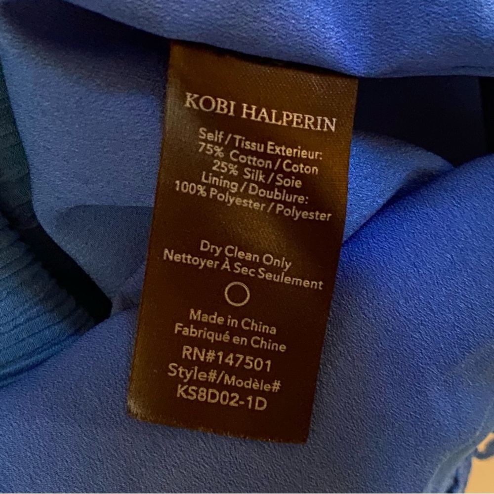 KOBI HALPERIN BLUE DARCIE CREPE FLUTTER SHORT SLEEVE ELASTIC WAIST MINI DRESS - Picture 9 of 9